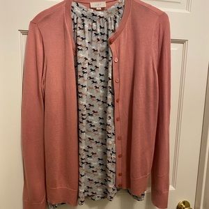 Loft outlet sleeveless top with horses and pink sweater